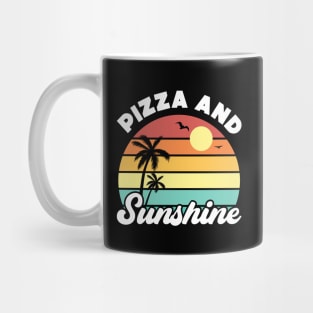 Pizza and Sunshine Vintage Sunset Summer Beach Food Mug